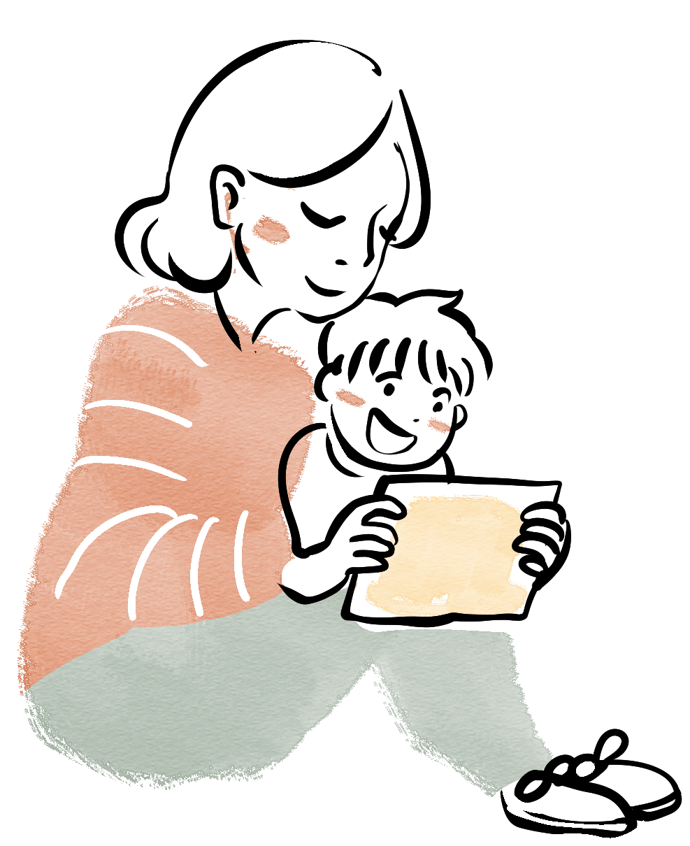 Mom and child reading together